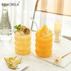 1/4PCS 16OZ Creative Glass Cup Straw Heat-Resistant Wave Cup Beer Juice Ice Coffee Cups Cocktail Fruit Glass Drinkware