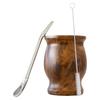 El Set de Yerba Mate 2025+ Incluye Taza de Acero Inoxidable 18/8 de Doble Pared para Mate, Un Mate (Paja),Un Cepillo de Limpieza (Madera,230ML)