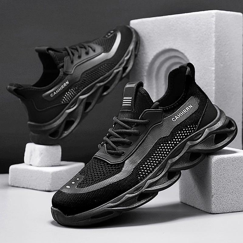 Fashion Men Casual Sports Shoes Breathable Lightweight Sneakers Outdoor Mesh Black Running Shoes Athletic Jogging Tennis Walking Shoes