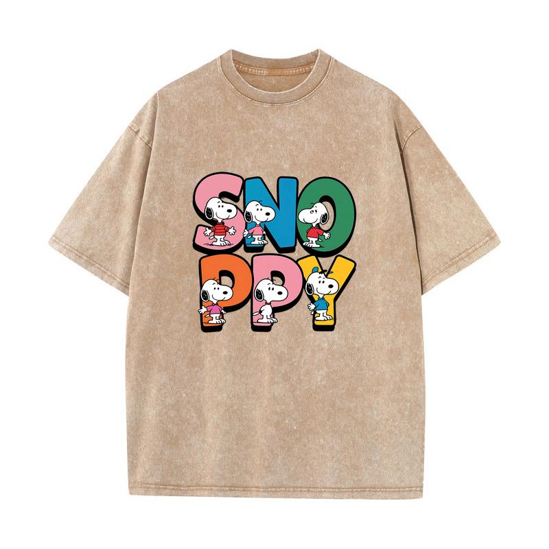 SX-79 MINISO 2026 Summer Vintage Wash Printed Pure Cotton Shoulder Style Men's and Women's Round Neck Short Sleeved Couple T-shirt