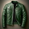 Heren Biker PU Leer Jas Staande Kraag Slim Fit Casual Dubbele Rits Jas Vintage Grensoverschrijdende Lederen Jas