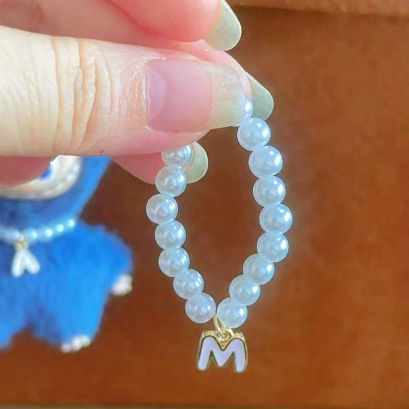 Mini Labubu 4th Gen Pearl Necklace with 26 Letter Pendant and Pendant Accessories for Doll Clothes