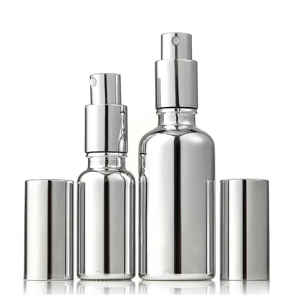 Glass Essential Oil Bottle Silver Electroplated Empty Bottle For Lotion Samples