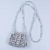 Women's Metallic Sequin Dumpling Bag, Handmade Beaded Woven Acrylic Crossbody Bag, Retro Shiny Shoulder Bag Phone Bag