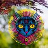10-Inch Whimsical Cat Design Wind Chime - 360° Rotating Hanging Decor with Vibrant Colors, Perfect for Garden, Patio
