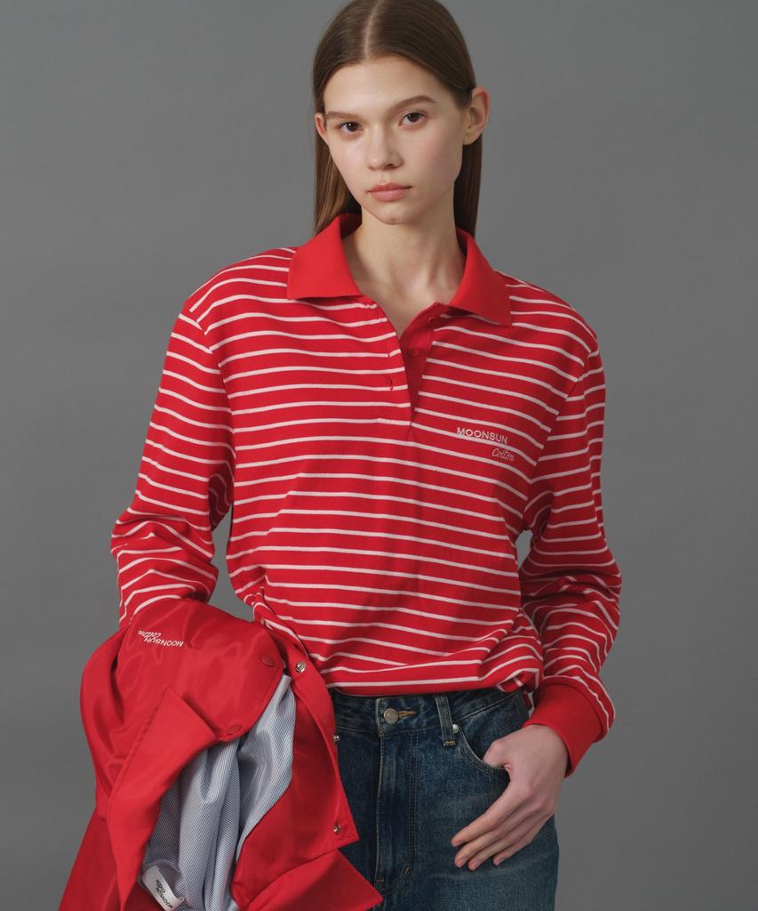 MOONSUN M.C Stripe Pk Shirt / Red Pink