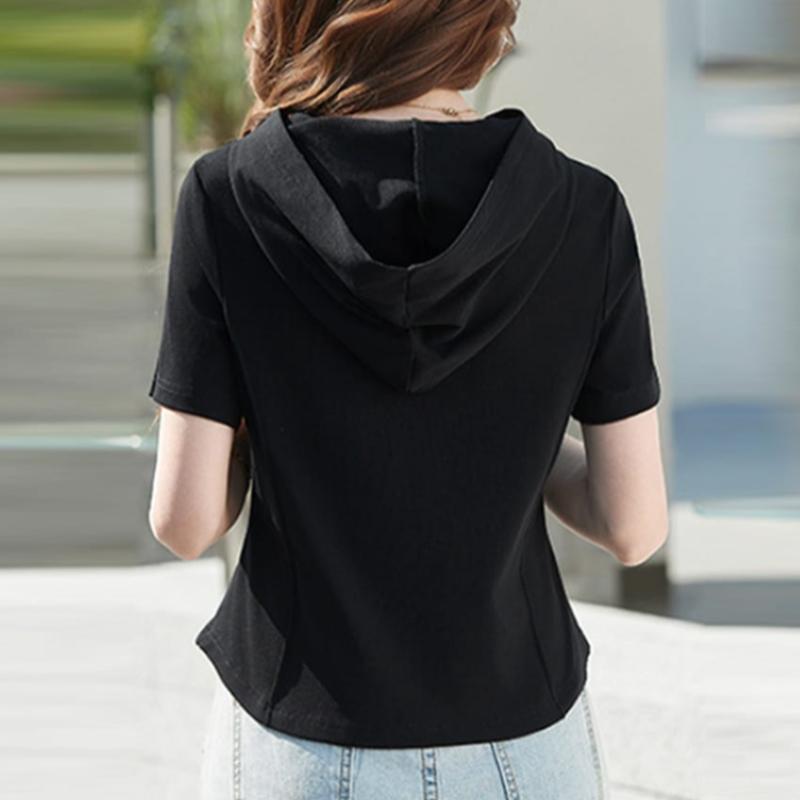 Navava Women Daily Zip Hoodie ShorT Sleeve T shirT nT2718