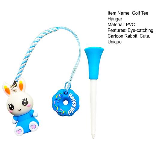 Cartoon Rabbit Golf Tee Hanger Plastic Anti Lost Golf Tee Ring with Strap Loss Prevention Tee Holder with Golf Tee for Men Women