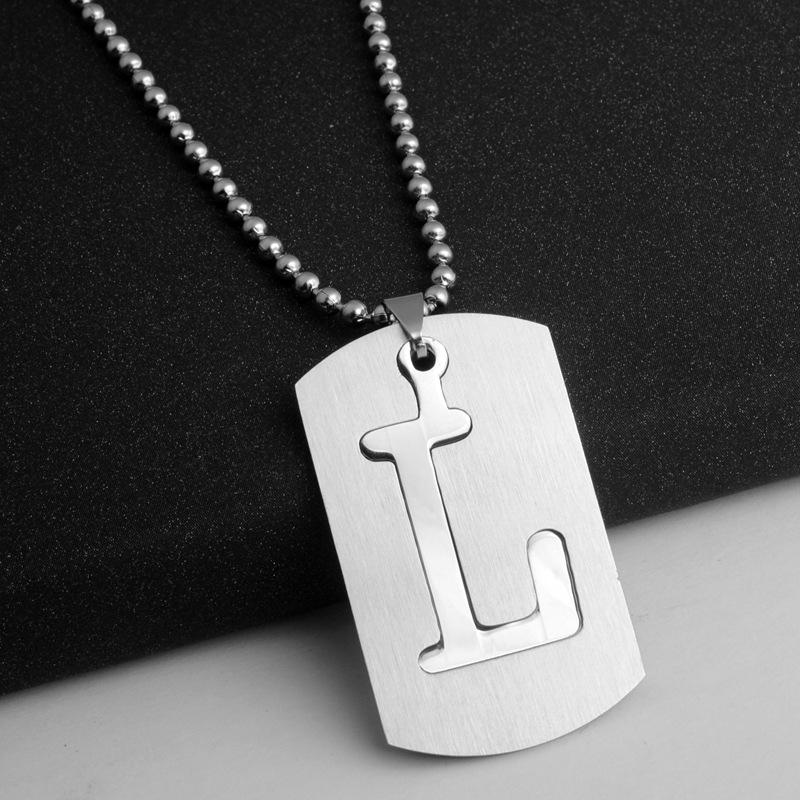 HNSP Stainless Steel Initials Pendant Chain Necklace For Men Women 26 Letter Name Accessories
