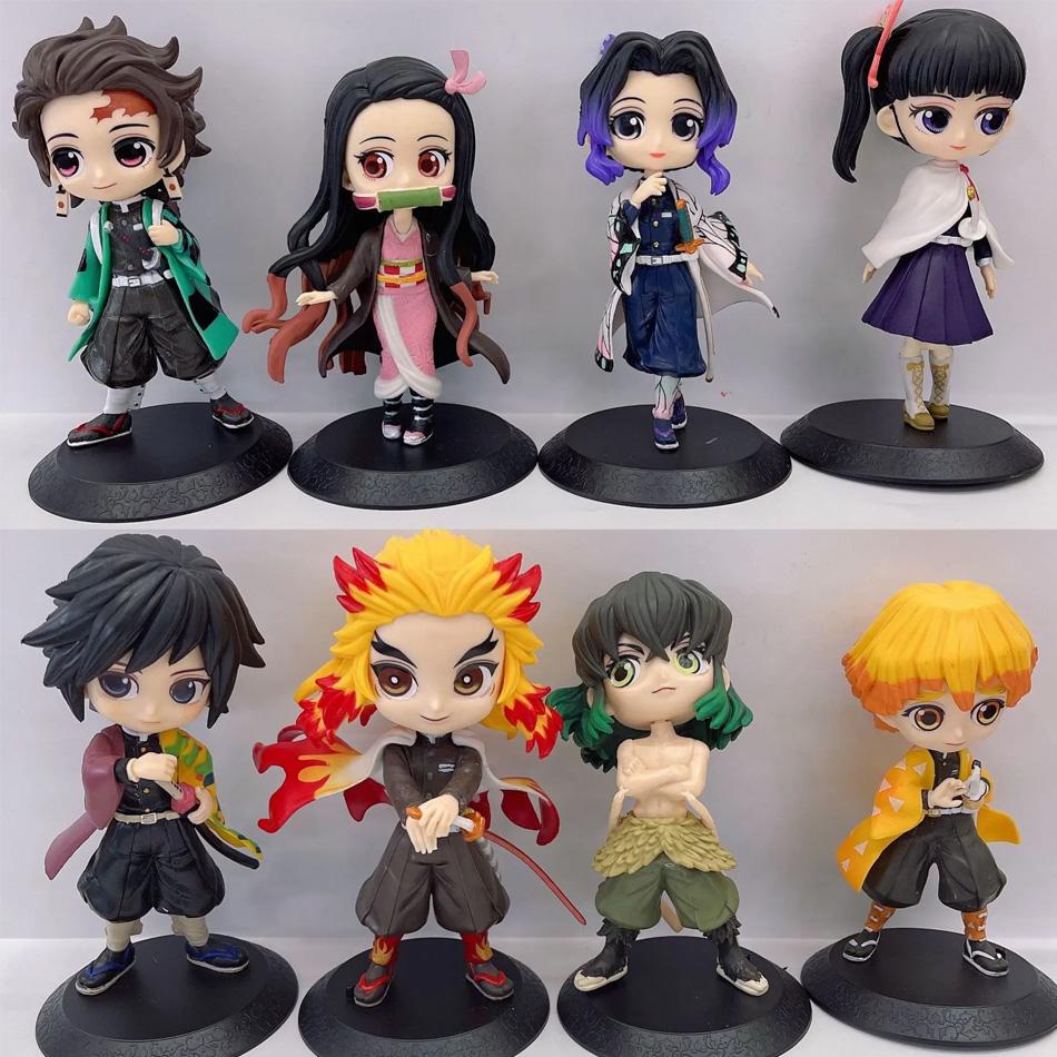 Demon Slayer Kimetsu no Yaiba Q Posket Style Figures Collection 8 Characters Hashira Tanjiro Nezuko PVC Model Desktop Decoration Toy