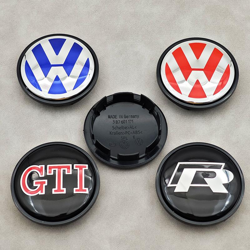 2026 Heiß Für VOLKSWAGEN VW 4 Stück 65mm Rot Blau Auto Radnabenkappen Für Volkswagen VW R GTI Golf 6 Passat CC Magotan Touran Tigu