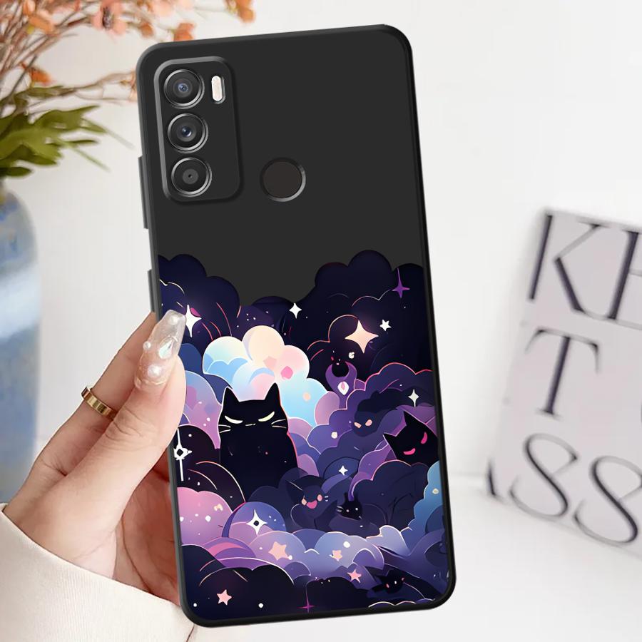 

Phone Cover Case for Motorola Moto G53 G30 G52 G60s Edge 20 Pro 30 Lite G71 G32 G50 G22 Edge40 G51 G73 Black Cat Starry Night Motorola Moto G30