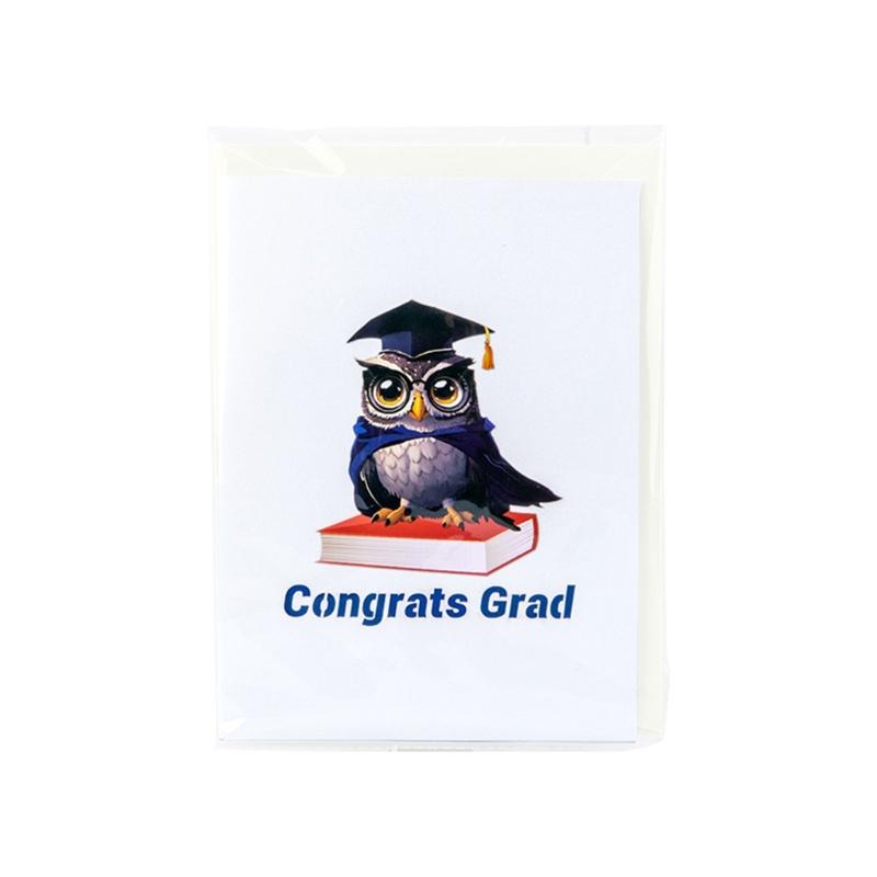 Congratulatory 3D Owl Graduation Card with Caps and Diploma Festival Graduation Card Paper Texture Perfect for Graduate