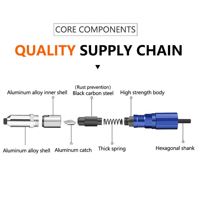 Cordless Electric Rivet Gun Riveting Tool 2.4mm-4.8mm Rivet Nut Gun Drill Adapter Insert Nut Pull Rivet Tool