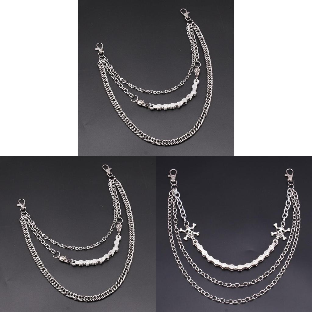 Punk Totenkopf Mehrschichtige Metallgürtelkette für Männer und Frauen Hip Hop Nachtclub Stil Accessoires