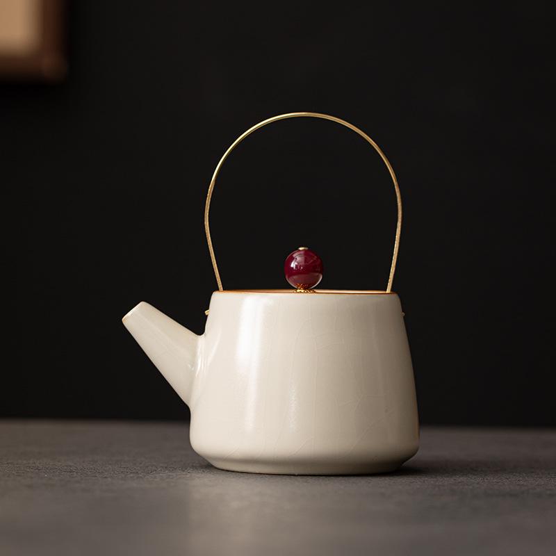 

Бежевый Печь Жу Ру Чайник с ручкой-перекладиной Бытовой Китайский Керамический Одинарный Чайник Малый Чайник Высококлассный Набор для Чая Кунг-фу Одинарное Использование