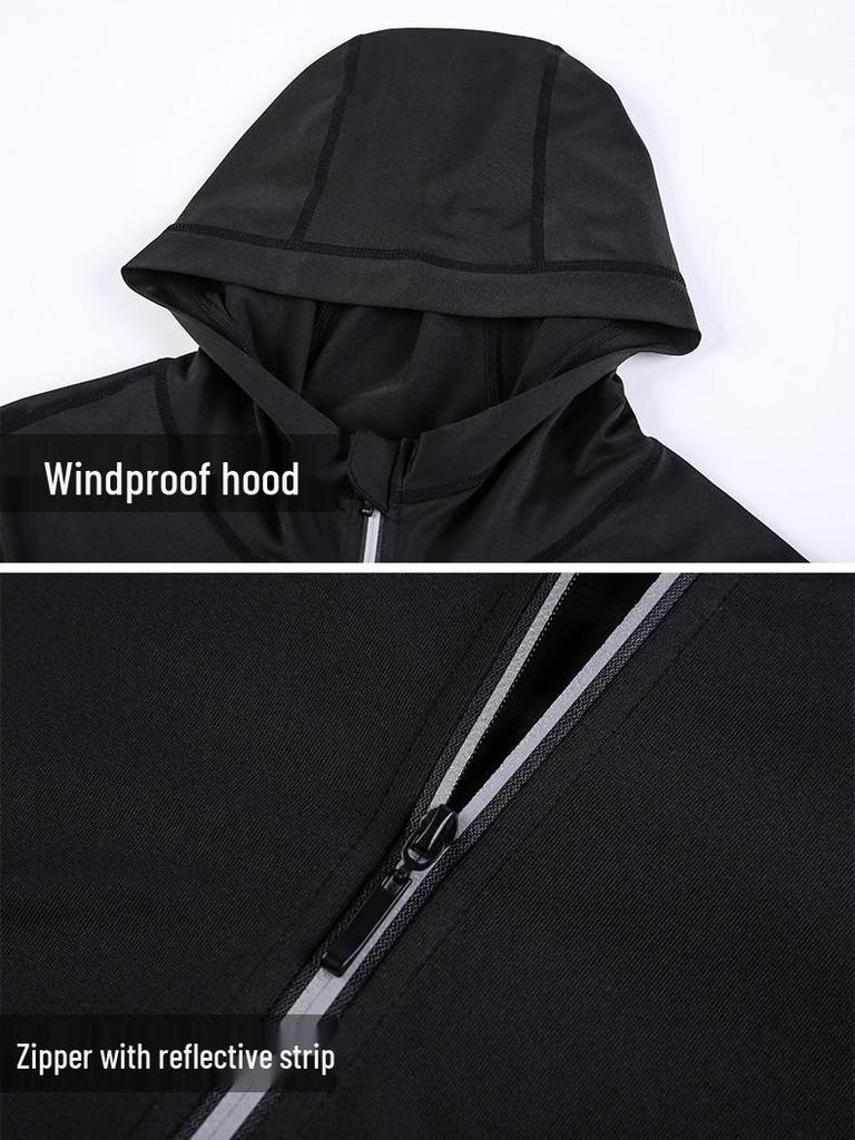 Herren Quick-Dry Kapuzen-Laufjacke für Frühling & Herbst - Outdoor-Radsport- & Trainingsanzug