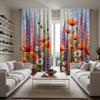 2-piece HD digital Color Department Autumn Wildflower Lavender curtain Home Decoration style Decorate living room bedroom Wear r