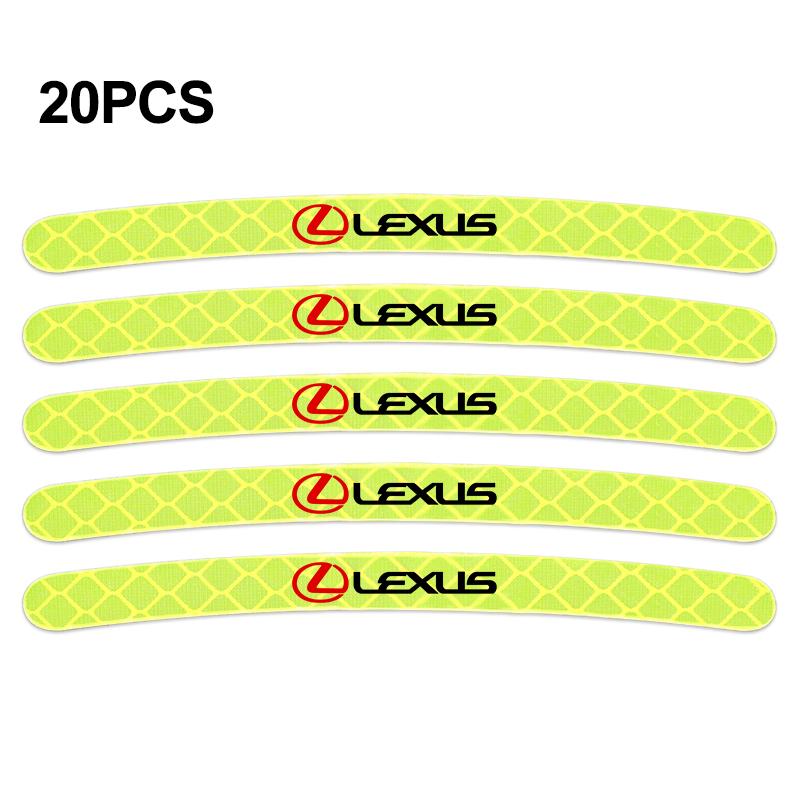 

20PCS Car Wheel Hub Reflective Sticker Safety Warning Decals For Lexus RX300 IS200 IS250 ES350 Ct200h UX250h NX300h RX350 ES300h
