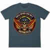 Winged Skull Motorcycle T-Shirt Biker Helmet Pistons Flames Gothic Graphic Tee