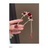 New Chinese Style Rose U Shape Hairpin Women Hanfu Cheongsam Tassel Ancient Style Hair Accessories