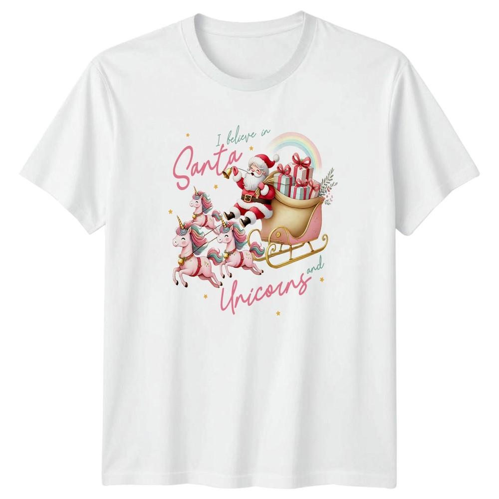 I Believe In Santa And Unicorns Christmas Holidays Unisexs TShirt Unisexs Tee S