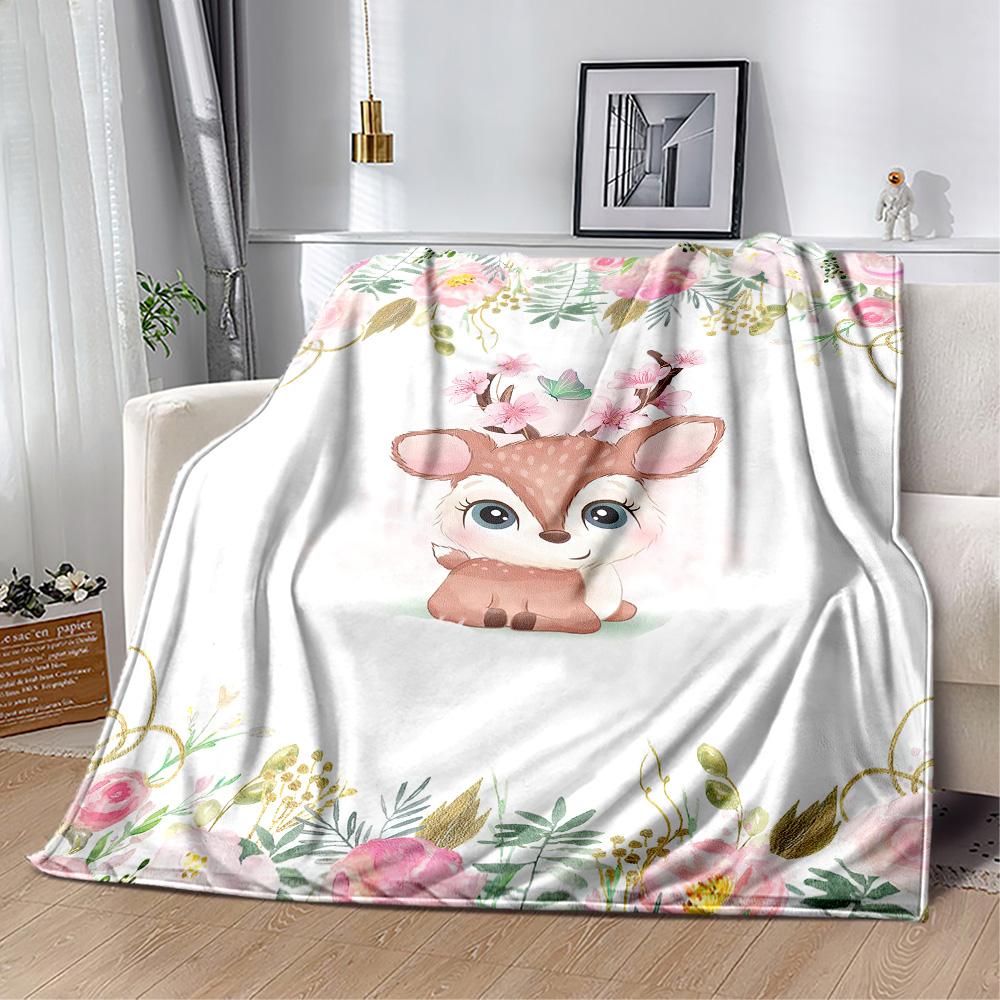 Baby Animals Floral Crown Blankets are suitable for living rooms,making them an ideal choice for outdoor travel and gifts.
