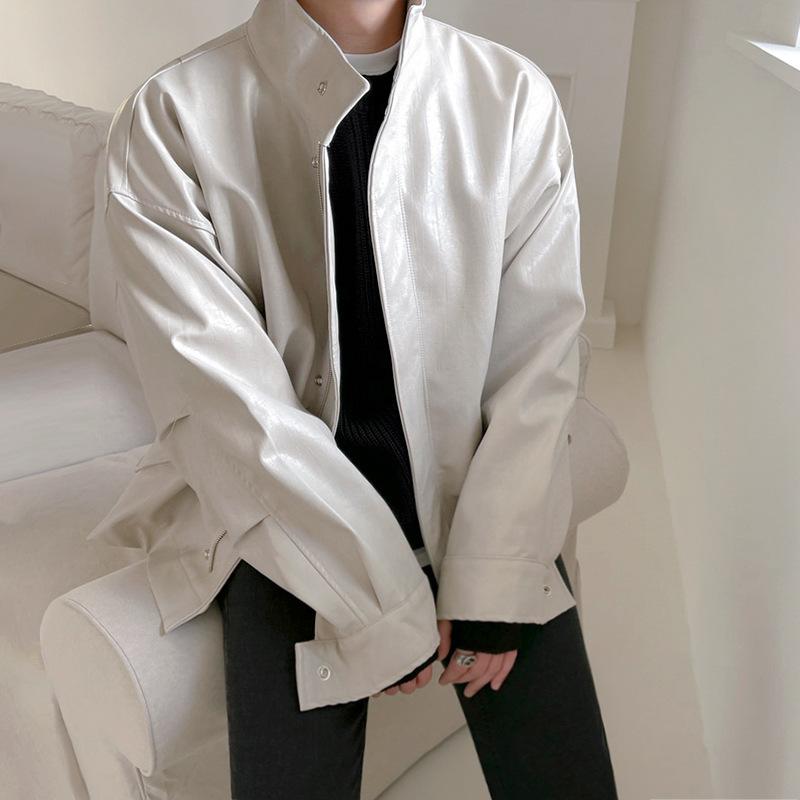 Motorcycle Leather Jacket for Men In Autumn and Winter Thickened Korean Style Trendy Loose Handsome Retro Workwear Leather Jacket Jacket