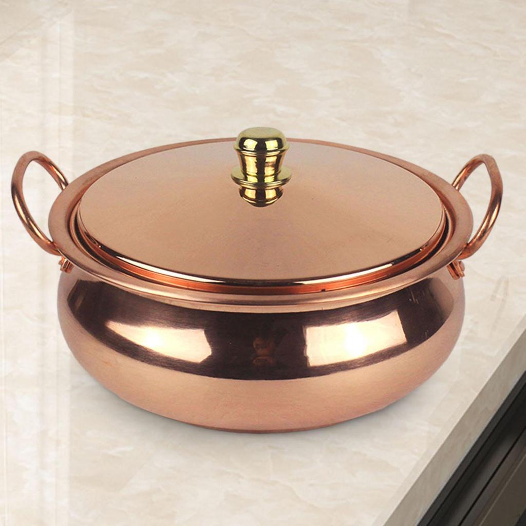Pentola in rame, pentola da cucina, padella per stufato, realizzata a mano, elegante per piano cottura, induzione