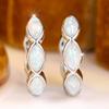 Elegant Two Colors Available Marquise Opal Hoop Earrings for Women Daily Wear and Party