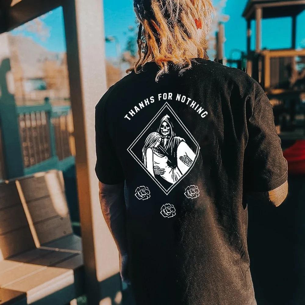 Gothic Harajuku Retro Men Tshirt Punk Rock Horror Shirts Male Vintage Loose Hip-hop Tops Summer Oversized T Shirt Camisetas