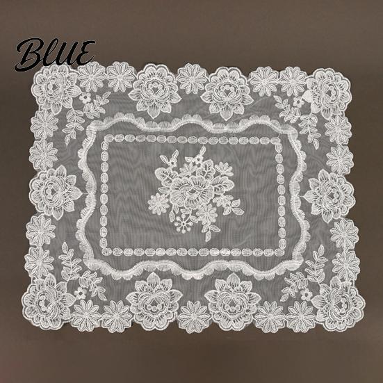 French Style Kitchen Table Accessories Retro Lace Placemat White Floral Doilies Embroidered Mat Cream Decorative Placemat Sheer Mesh Doily for Tea