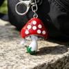 Zinc Alloy Keychain Pendant, Dripping Process Key Ring with Imitation Pearl Cartoon Mushroom Shape, Multiple Colors Bag Charm