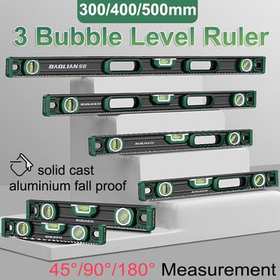 300mm/400mm/500mm Portable Angle Finder Protractor Inclinometer 3 Bubble Level Ruler Solid Cast Aluminium Magnetic Spirit Level