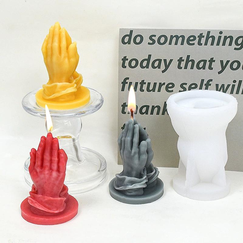 3D Prayer Gesture Candle Silicone Mold Handmade Hand in Hand Buddha Hand Aromatherapy Molds Gypsum Crafts Desktop Ornament