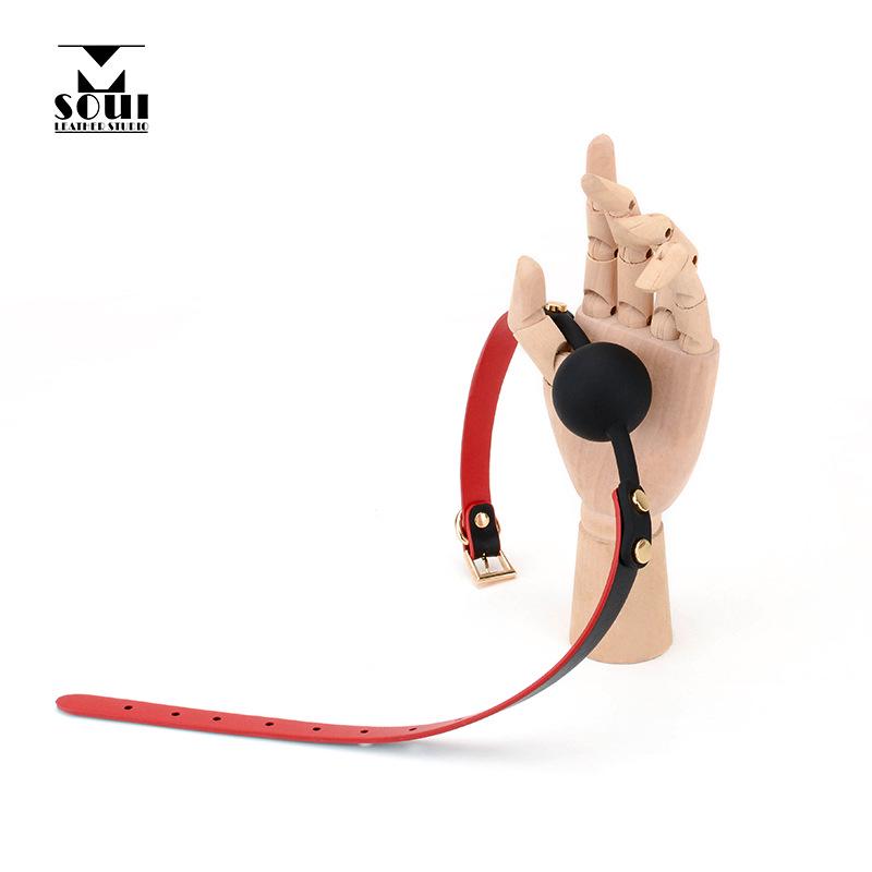 Men's Small Silicone Cowhide-Style Gag Ball with Breathable Hole for Deep Throat Comfort