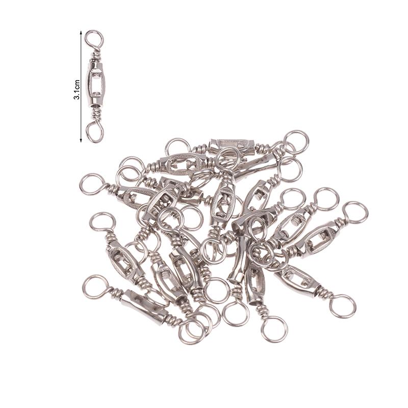 New 20Pcs Fishing Universal Swivel Heavy Duty Stainless Steel Swivels Saltwater Fishing Connector Terminal Tackle