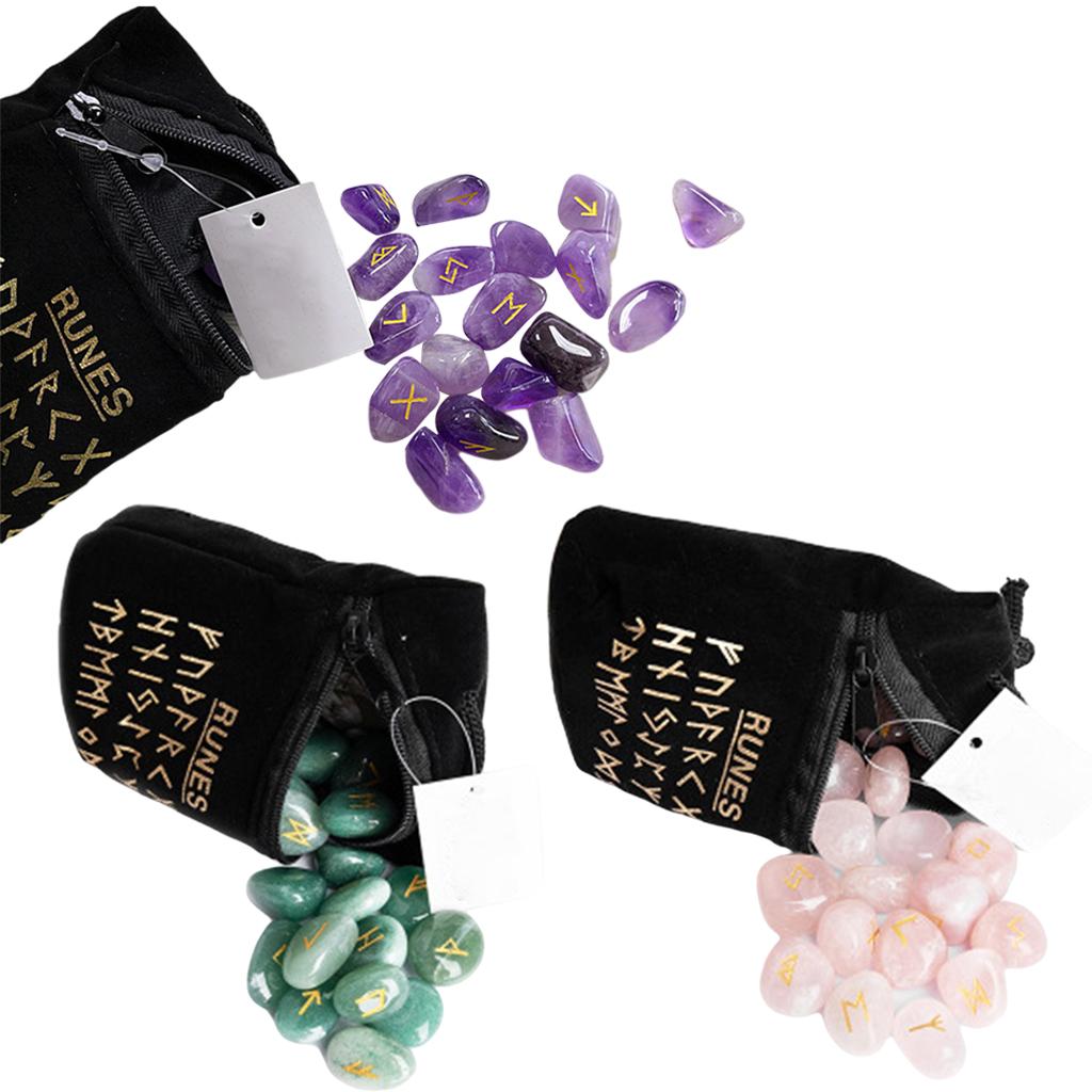 25Pcs Natural Rune Stones Divination Fortune-telling Rune Stone Freedom Pendant Decor