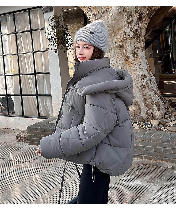 Women’s Short Hooded Windproof Thicken Warm Winter Jacket With Raglan Sleeves