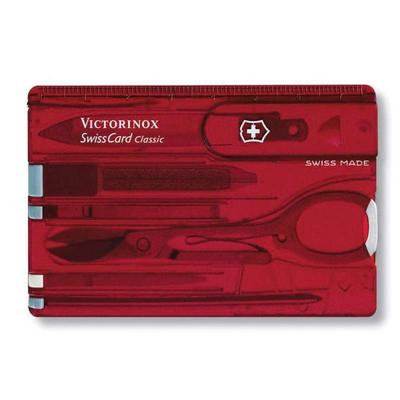 VICTORINOX Swiss Card Classic Red Transparent Outdoor Camping Outdoor Multi Tool Multi Tool Emergency Disaster Prevention Multi Convenient Compact
