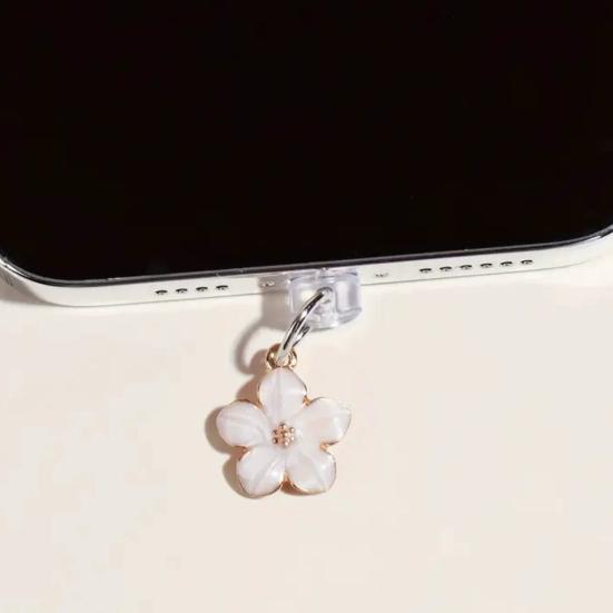Cherry Blossom Dust Plugs Pendant for Phone Type C Charging Port Dust Plugs Charm Wear-Resistant Phone Accessories