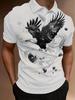 Print Design - Non-Textured Men'S Short Sleeve Polo - Flat Digital Print Pattern - No Texture - Flying Eagle Ink Painting, Fashionable And Easy Short