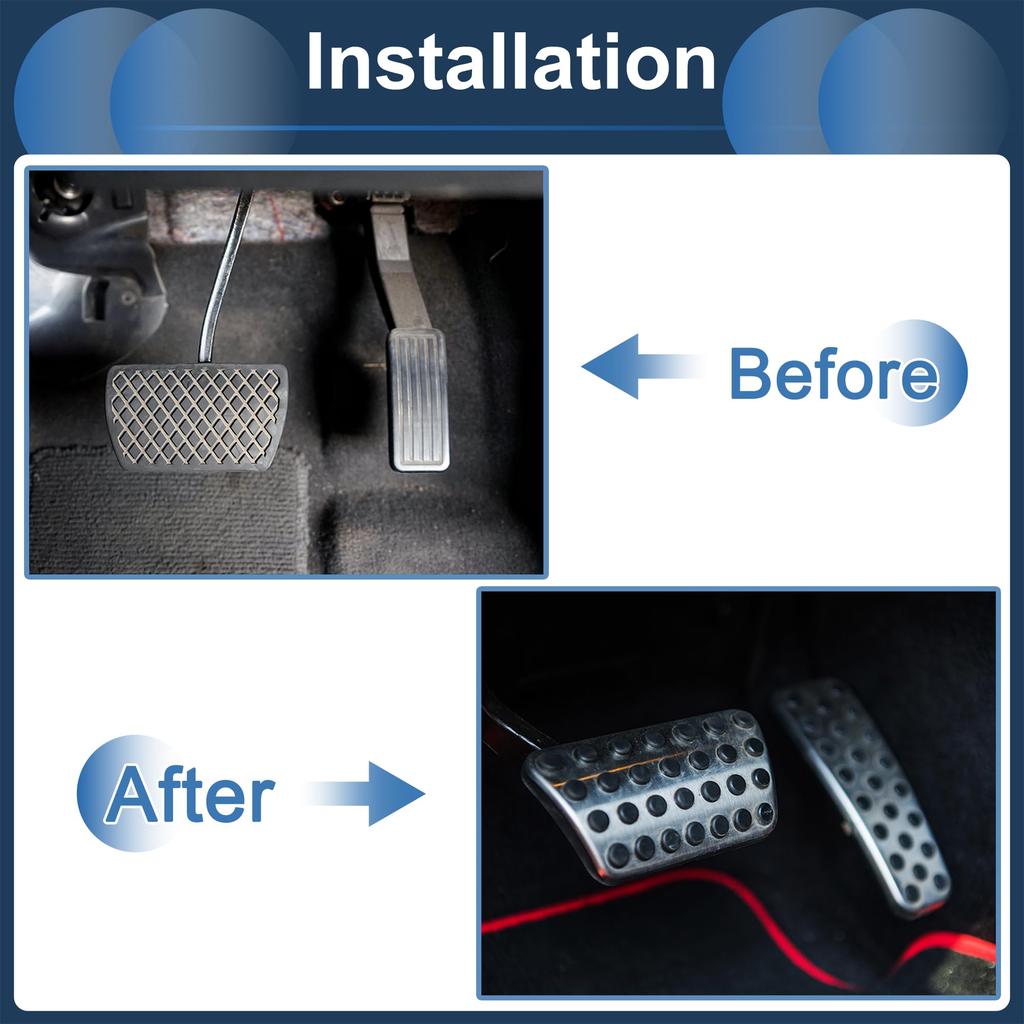 FUELHOOD 2pcs Automatic Foot Pedal Pad Foot Axle Pedal Cover for Nissan Roox B40 Series 2020/03- Aluminum Alloy Silver Tone