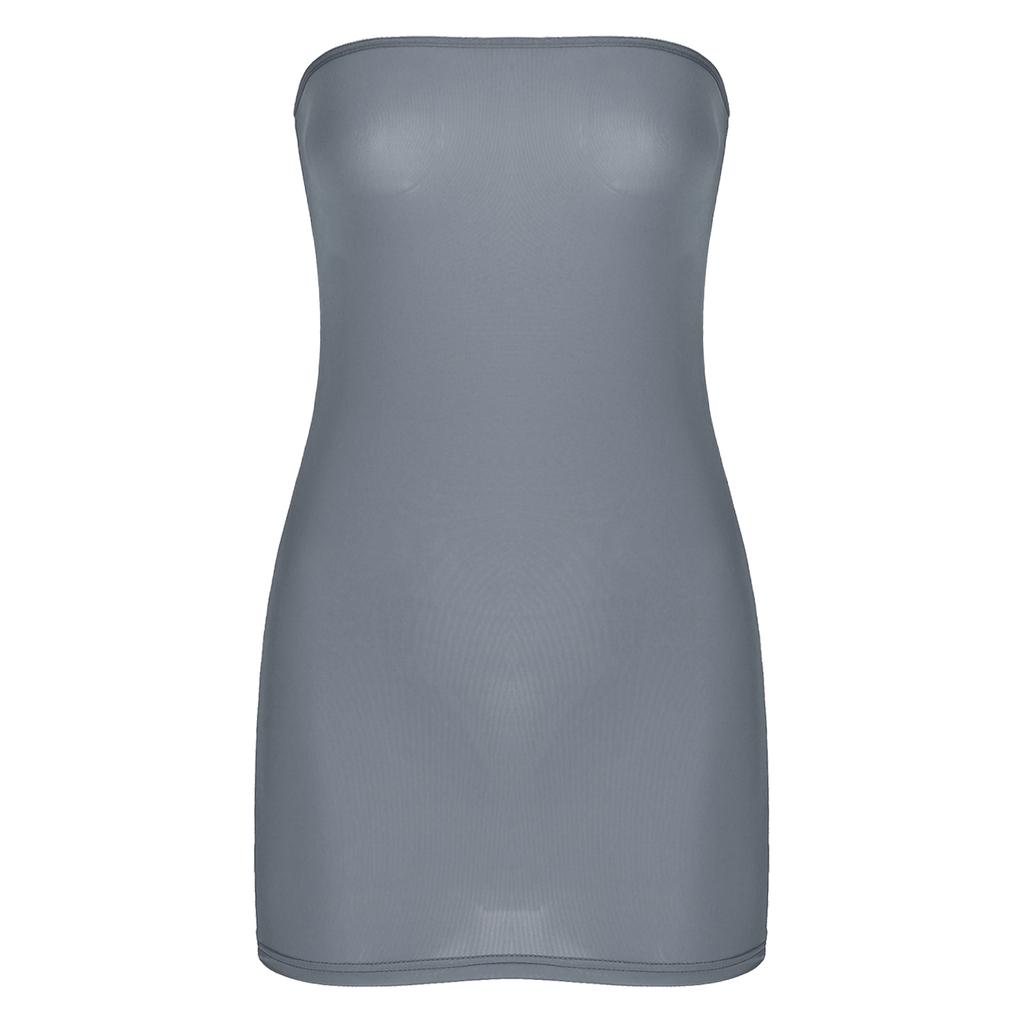 Womens Stretchy Strapless Pencil Dress Semi see through Mini Bikini Cover Ups