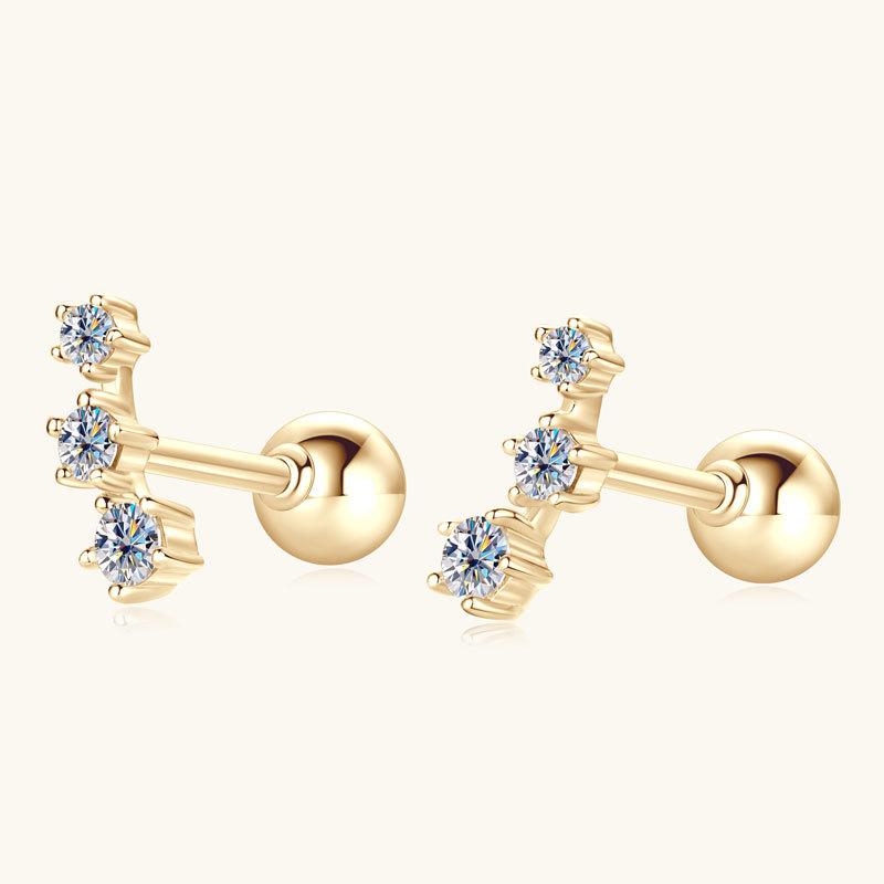 Silvere Glam Internet Celebrity Ins Style Samsung 10k Gold Moissanite Stud Earrings For Women High-end Design Earrings