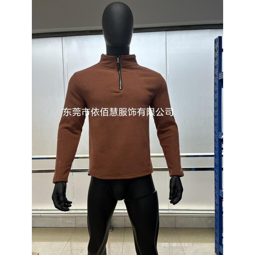 Herren Herbst Winter Halbreißverschluss Stehkragen Unifarben Fleece Lässiges Mode Oberteil