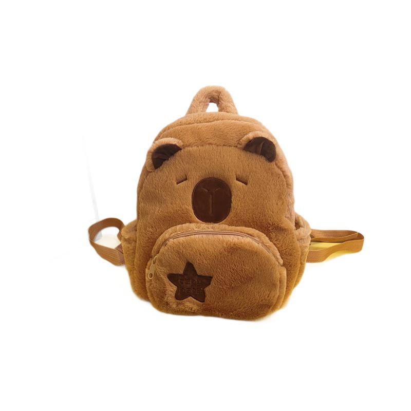 Lightweight Cute Capybara Plush Backpack - Stress-Reducing Student Bag