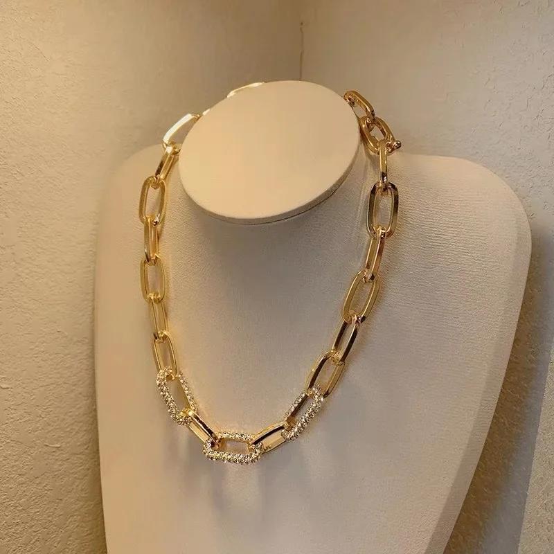 Hip-Pop Punk Bling Exaggerate Metal Link Chains Necklaces Fashion Sweater Chain For Women Men  Unisex Geometric Jewelry