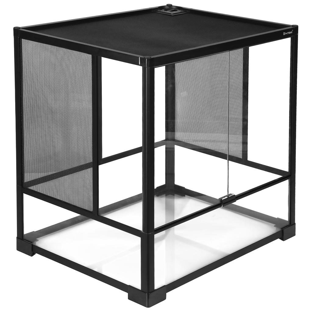60x45x60cm Glass Reptile Terrarium Top Screen Ventilation Reptile Enclosure Front Opening Habitat for Leopard Geckos Snakes Tree