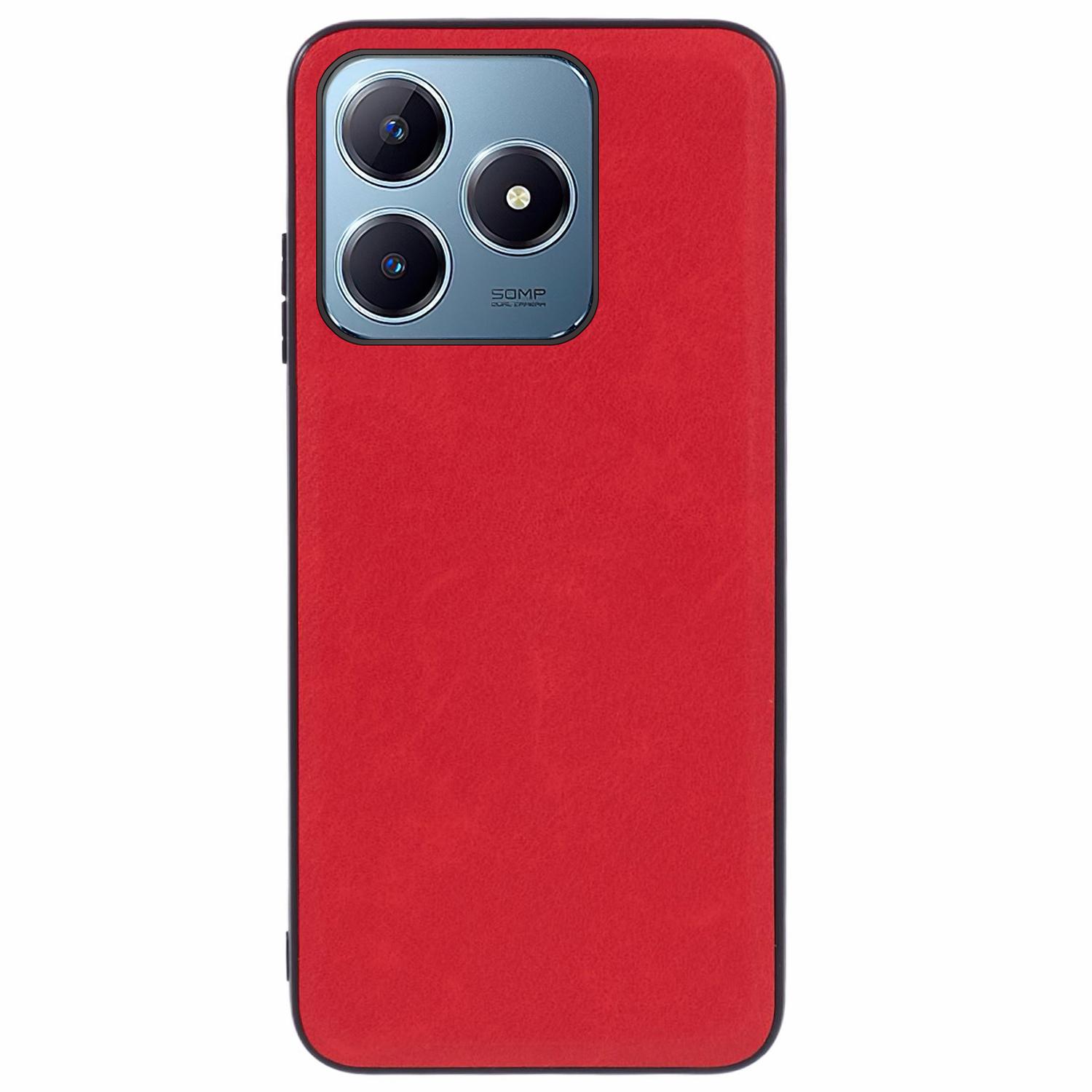 

For Realme Note 60x 4G/C63 4G/C61 4G Case Leather+PC+TPU Phone Cover Vintage Protective Red